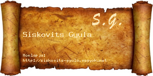 Siskovits Gyula névjegykártya