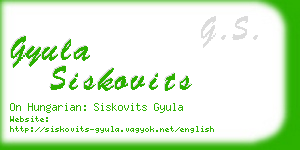 gyula siskovits business card